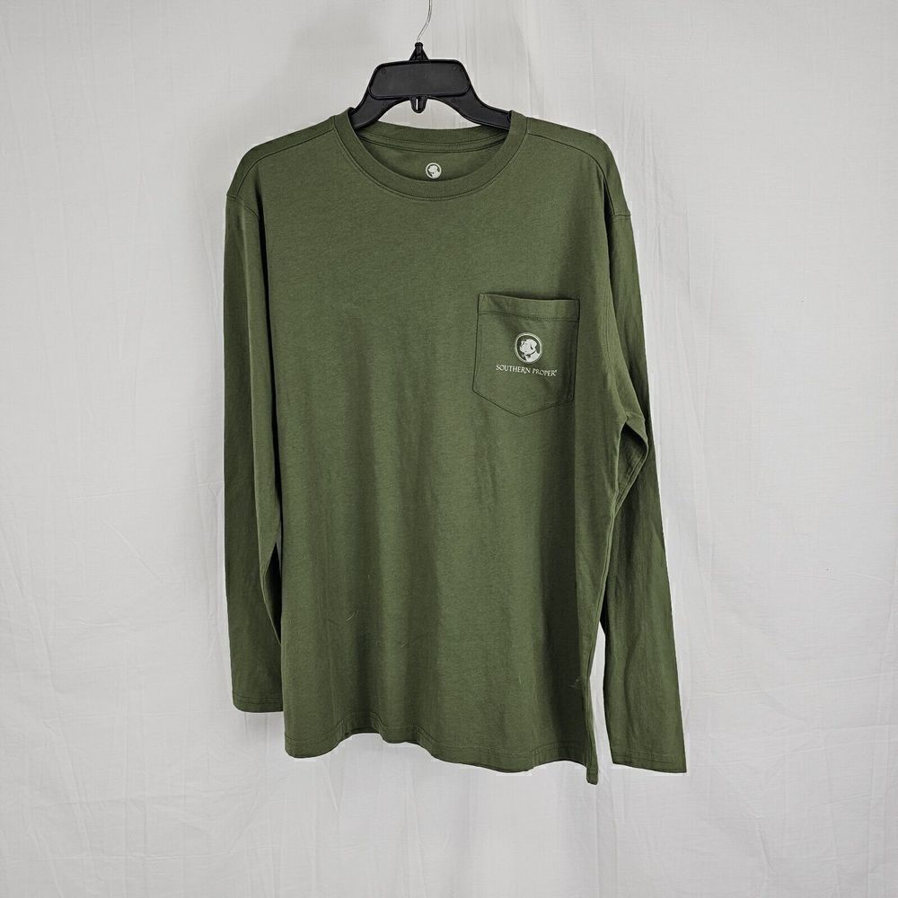 Southern Proper Santa Paws Is Coming To Town Men's Size Medium Green Long Sleeve